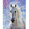 Diamond painting wit paard bloesem