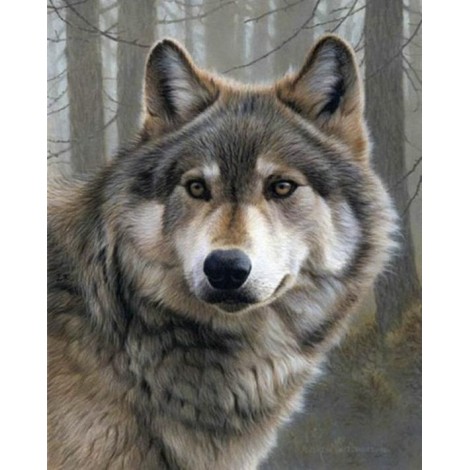 Diamond painting wolf bos portret