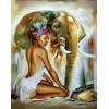 Diamond painting vrouw bij olifant