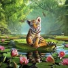 Diamond painting tijger op lelie